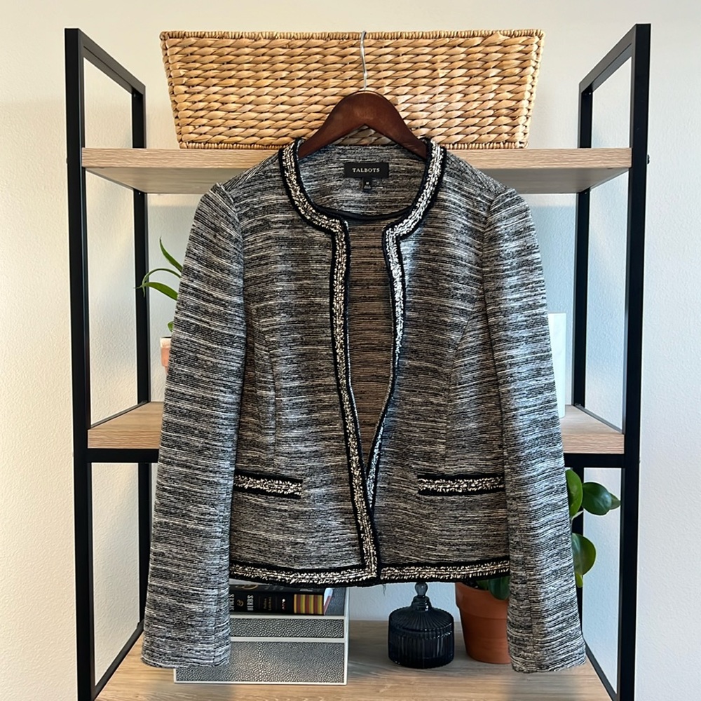 Talbots Structured French Terry Open Front Knit B… - image 1